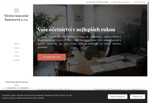 Webové stránky Účetní kancelář Šamanová s.r.o., Třebíč