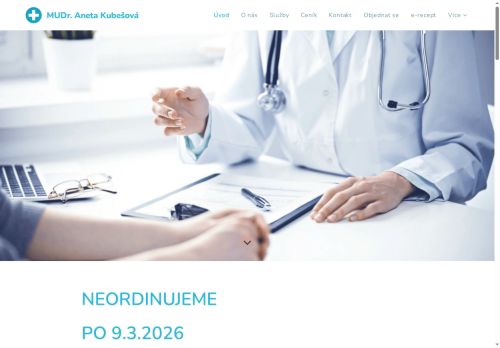 Zobrazit webové stránky Praktický lékař pro dospělé - MUDr. Aneta Kubešová (Kuderová)