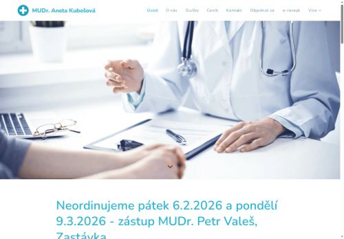 Zobrazit webové stránky Praktický lékař pro dospělé - MUDr. Aneta Kubešová (Kuderová)