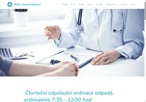 Zobrazit webové stránky Praktický lékař pro dospělé - MUDr. Aneta Kubešová (Kuderová)
