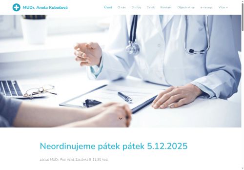 Zobrazit webové stránky Praktický lékař pro dospělé - MUDr. Aneta Kubešová (Kuderová)