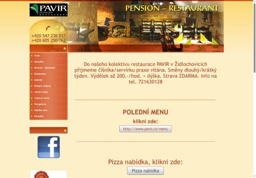 Webové stránky Pension PAVIR, Židlochovice