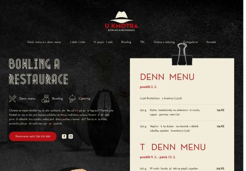 Zobrazit webové stránky Bowling a restaurace U Kmotra