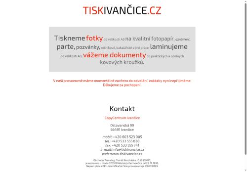 Zobrazit webové stránky Copycentrum Ivančice