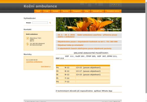 Zobrazit webové stránky Kožní ambulance - MUDr. Hana Šmírová