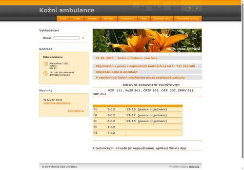 Zobrazit webové stránky Kožní ambulance - MUDr. Hana Šmírová
