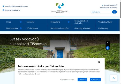 Webové stránky Svazek vodovodů a kanalizací Tišnovsko, Předklášteří