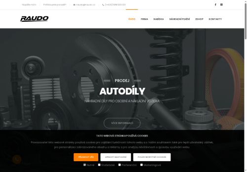 Webové stránky RAUDO - výrobní družstvo invalidů, Kroměříž