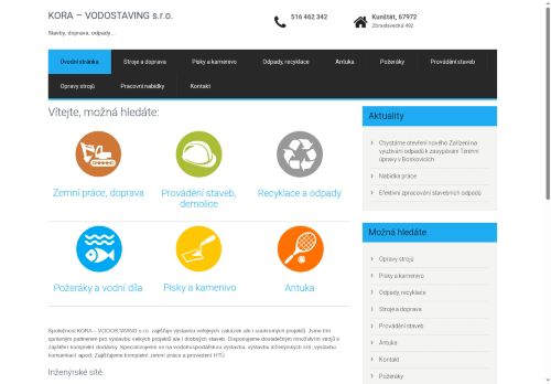 Webové stránky KORA - VODOSTAVING s.r.o., Kunštát
