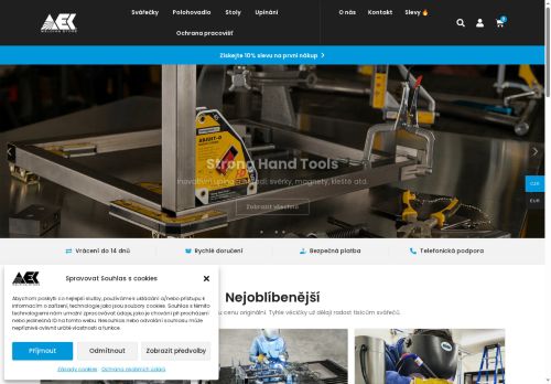 Webové stránky AEK svařovací technika s.r.o., Třebíč