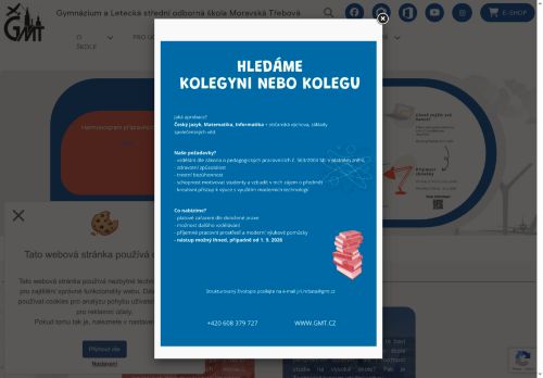 Gymnázium a Letecká střední odborná škola Moravská Třebová nabízí práci na pozici Učitelé na středních školách (kromě odborných předmětů), konzervatořích a na 2. stupni základních škol v obci Moravská Třebová