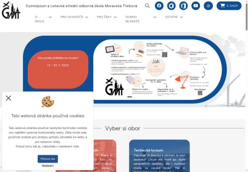 Webové stránky Gymnázium a Letecká střední odborná škola Moravská Třebová, Moravská Třebová