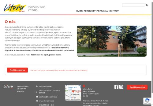 Webové stránky LITERA BRNO s.r.o., Brno