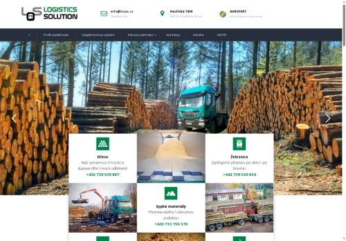 Webové stránky Logistics Solution, a.s., Domažlice