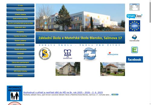 Webové stránky Základní škola a Mateřská škola Blansko, Salmova 17, Blansko