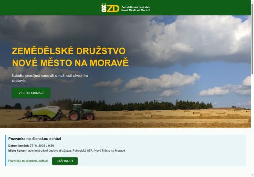 Webové stránky Zemědělské družstvo Nové Město na Moravě,družstvo, Nové Město na Moravě