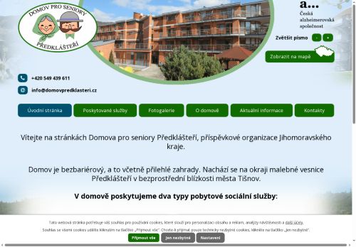 Webové stránky Domov pro seniory Předklášteří, příspěvková organizace, Předklášteří