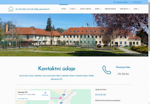 Webové stránky Výchovný ústav, středisko výchovné péče HELP, základní škola a střední škola, Střílky, Zámecká 107, Střílky