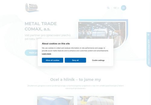 Webové stránky METAL TRADE COMAX, a.s., Velvary