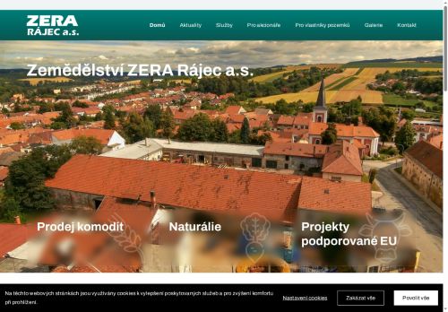 Webové stránky ZERA Rájec a.s., Rájec-Jestřebí