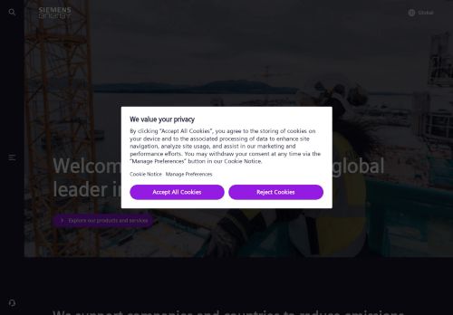 Webové stránky Siemens Energy, s.r.o., Brno