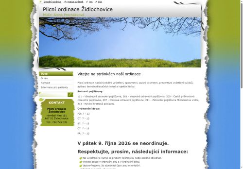 Zobrazit webové stránky Plicní ambulance - MUDr. Alena Procházková