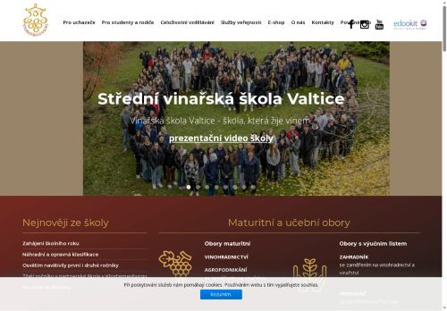 Webové stránky Střední vinařská škola Valtice, příspěvková organizace, Valtice