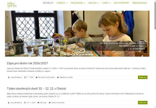 Webové stránky Základní škola Spolu, Nové Město na Moravě