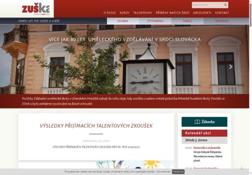 Webové stránky Základní umělecká škola Uherské Hradiště, Uherské Hradiště