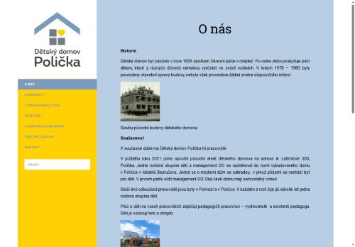 Webové stránky Dětský domov Polička, Polička