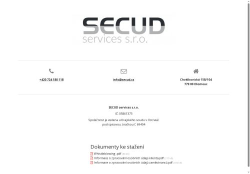 Webové stránky SECUD services s.r.o., Mokrá-Horákov