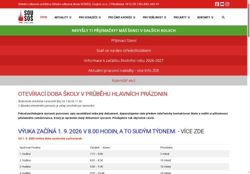 Zobrazit webové stránky Střední odborné učiliště a střední odborná škola SČMSD, Znojmo