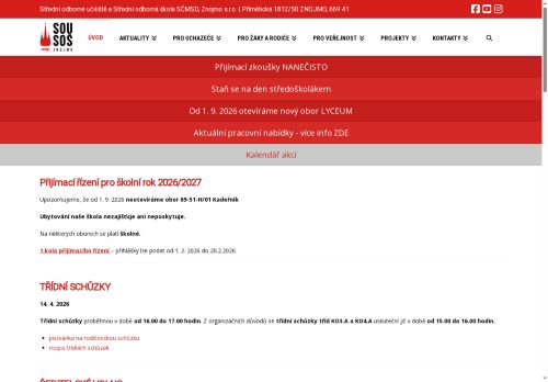 Zobrazit webové stránky Střední odborné učiliště a střední odborná škola SČMSD, Znojmo