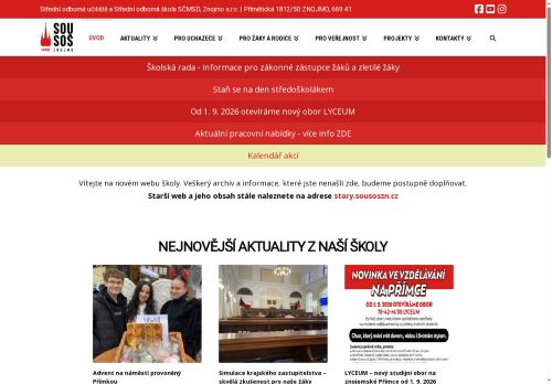 Zobrazit webové stránky Střední odborné učiliště a střední odborná škola SČMSD, Znojmo