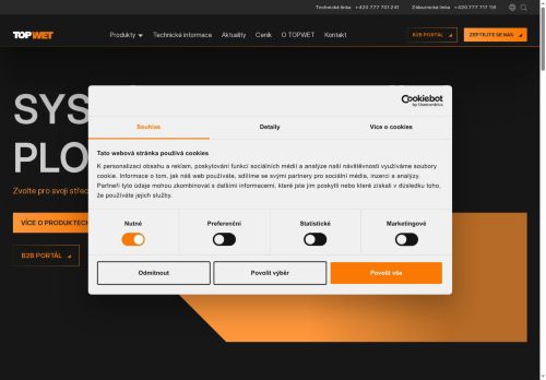 Webové stránky TOPWET s.r.o., Ostrovačice