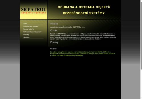 Webové stránky SB PATROL, s.r.o., Hrušovany u Brna