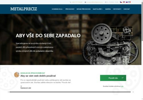 Webové stránky METALPRECIZ s.r.o., Pozořice