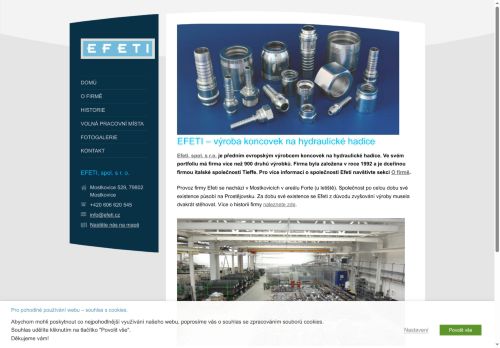 Webové stránky EFETI, spol. s r.o., Mostkovice