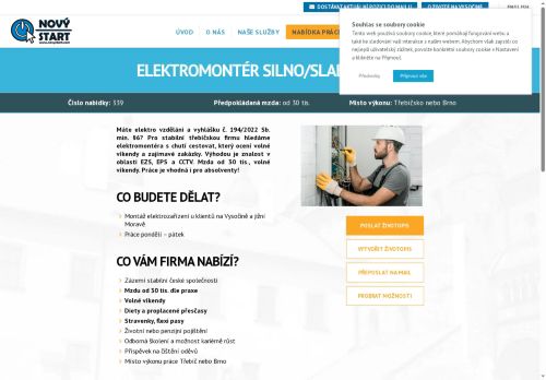 Webové stránky NOVÝ START, personální agentura s.r.o., Třebíč