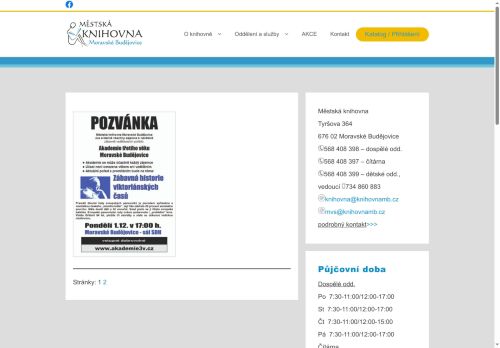 Zobrazit webové stránky Městská knihovna Moravské Budějovice