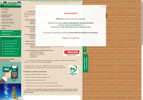 Webové stránky DŘEVOPODNIK HAUSNER s.r.o., Koryčany