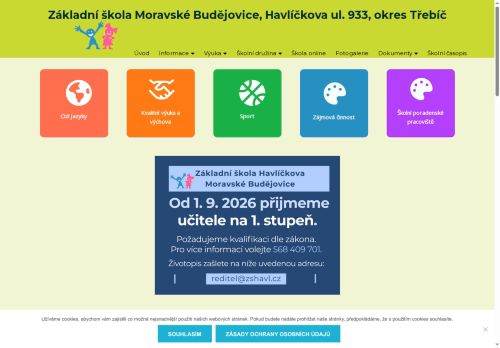 Zobrazit webové stránky Základní škola Havlíčkova Moravské Budějovice