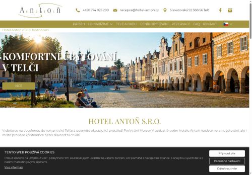 HOTEL ANTOŇ s.r.o. nabízí práci na pozici Recepční ( m/ž ) v obci Telč