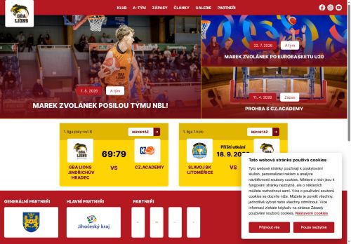 Webové stránky BASKET Jindřichův Hradec z.s., Jindřichův Hradec