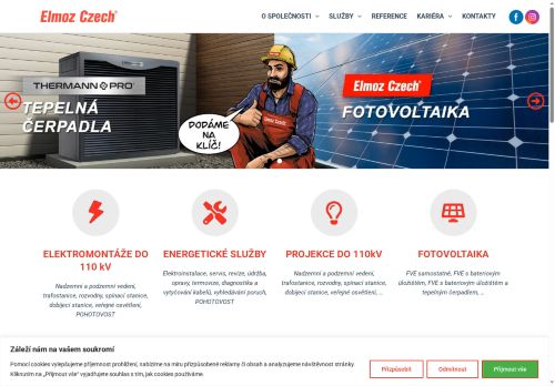 Webové stránky Elmoz Czech, s.r.o., Benešov