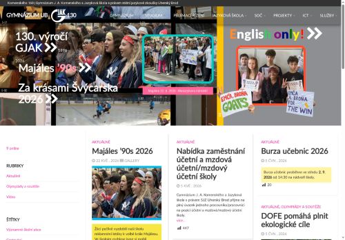Webové stránky Gymnázium J.A.Komenského a Jazyková škola s právem státní jazykové zkoušky Uherský Brod, Uherský Brod