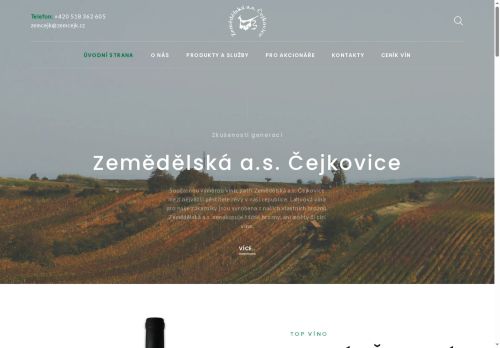 Webové stránky Zemědělská a.s. Čejkovice, Čejkovice