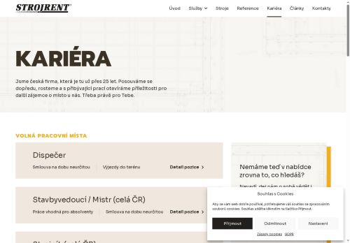 STROJRENT, s.r.o. nabízí práci na pozici Dispečer v obci Velké Němčice