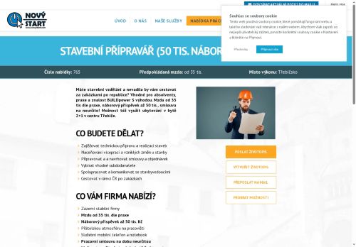 Webové stránky Nový start, personální agentura s.r.o., Třebíč