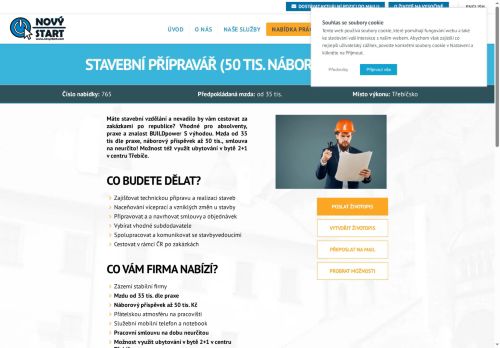 Webové stránky Nový start, personální agentura s.r.o., Třebíč